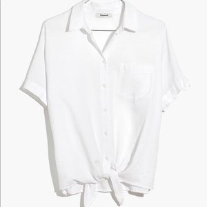 Madewell short sleeve tie-front shirt
